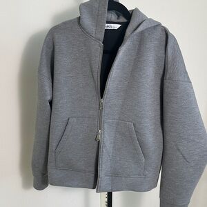 Mango Heather Gray Zip-Up Hoodie
